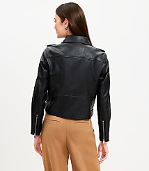 Tall Pebbled Faux Leather Moto Jacket carousel Product Image 3