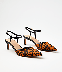 Leopard Print Haircalf Ankle Strap Heels carousel Product Image 1