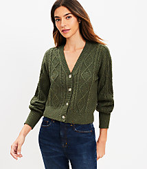 Flecked Cable V-Neck Cardigan carousel Product Image 1