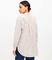 Petite Striped Cotton Everyday Oversized Pocket Shirt carousel Product Image 3