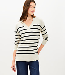Striped Luxe Knit V-Neck Tunic Sweater carousel Product Image 1