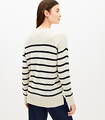 Striped Luxe Knit V-Neck Tunic Sweater carousel Product Image 3