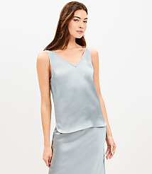 Satin Double V Tank Top carousel Product Image 1
