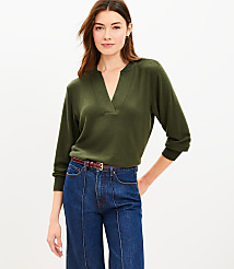 Jersey Split Neck Top carousel Product Image 3