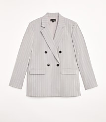 Petite LOFT Versa Striped Seasonless Stretch Double Breasted Blazer carousel Product Image 2