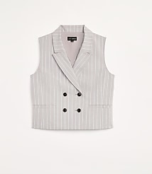 LOFT Versa Striped Seasonless Stretch Double Breasted Vest carousel Product Image 5