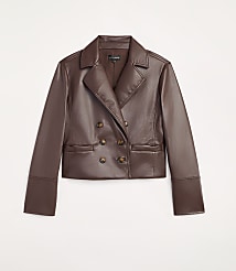 Tall LOFT Versa Faux Leather Cropped Double Breasted Blazer carousel Product Image 5