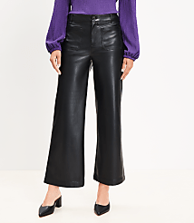 Petite Palmer Wide Leg Crop Pants in Faux Leather carousel Product Image 2
