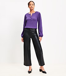 Tall Curvy Palmer Wide Leg Crop Pants in Faux Leather carousel Product Image 1