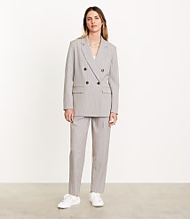 Petite LOFT Versa Striped Seasonless Stretch Double Breasted Blazer carousel Product Image 1