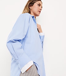 Petite LOFT Versa Poplin Oversized Double Cuff Tunic Shirt carousel Product Image 2