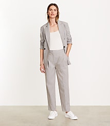 Petite LOFT Versa Seasonless Stretch Double Pleat Taper Pant in Stripe carousel Product Image 1