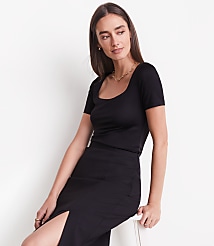 Petite LOFT Versa 360 Knit Square Neck Tee carousel Product Image 2