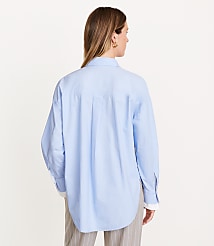 Petite LOFT Versa Poplin Oversized Double Cuff Tunic Shirt carousel Product Image 3