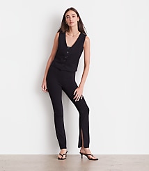 LOFT Versa Ponte Deluxe Split Hem Slim Pants carousel Product Image 1