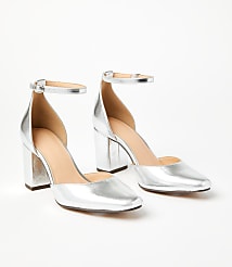 Metallic Ankle Strap Block Heels carousel Product Image 1