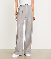 Petite LOFT Versa Seasonless Stretch Double Pleat Wide Leg Pant in Stripe carousel Product Image 2