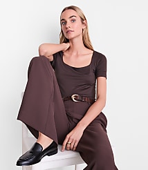 Petite LOFT Versa 360 Knit Square Neck Tee carousel Product Image 2