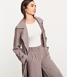 Petite LOFT Versa Crepe Drape Oversized Trench Coat carousel Product Image 2