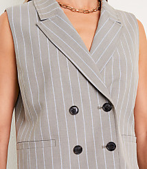 Petite LOFT Versa Striped Seasonless Stretch Double Breasted Vest carousel Product Image 4