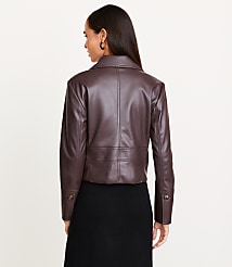 Tall LOFT Versa Faux Leather Cropped Double Breasted Blazer carousel Product Image 3
