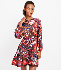 Petite Paisley Shoulder Button Flounce Dress carousel Product Image 1