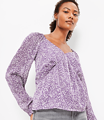 Petite Tulip Striped Sweetheart Neck Blouse carousel Product Image 2