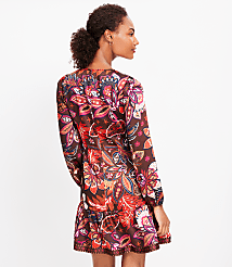 Petite Paisley Shoulder Button Flounce Dress carousel Product Image 2