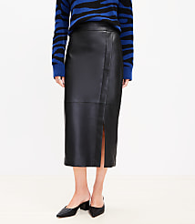 Faux Leather Midi Wrap Skirt carousel Product Image 2