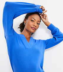Jersey Split Neck Top carousel Product Image 1