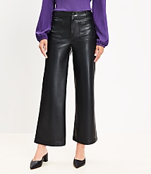 Tall Curvy Palmer Wide Leg Crop Pants in Faux Leather carousel Product Image 3