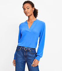 Jersey Split Neck Top carousel Product Image 3