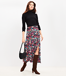Tall Paisley Side Slit Midi Skirt carousel Product Image 1