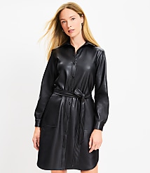 Faux Leather Pocket Shirtdress carousel Product Image 2