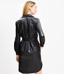 Faux Leather Pocket Shirtdress carousel Product Image 3
