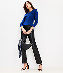 Belted Riviera Slim Pants in Faux Leather carousel Product Image 1