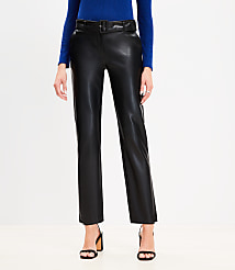 Belted Riviera Slim Pants in Faux Leather carousel Product Image 3