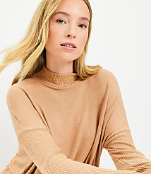Heathered Ribtrim Jersey Mock Neck Top carousel Product Image 3