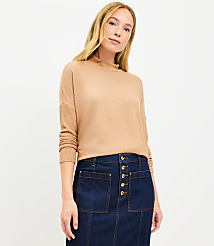 Heathered Ribtrim Jersey Mock Neck Top carousel Product Image 1