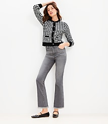 Frayed High Rise Kick Crop Jeans in Vintage Grey Wash carousel Product Image 1