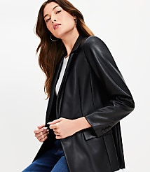 Faux Leather Relaxed Blazer carousel Product Image 3