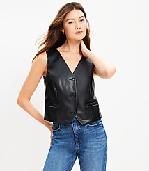 Faux Leather Pocket Vest carousel Product Image 1