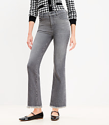 Frayed High Rise Kick Crop Jeans in Vintage Grey Wash carousel Product Image 2