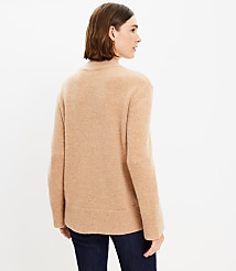 Slit Cuff Mock Neck Cashmere Tunic Sweater carousel Product Image 3