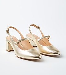 Metallic Mary Jane Slingback Block Heels carousel Product Image 1
