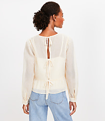 Feather Print Tie Back Peplum Blouse carousel Product Image 3