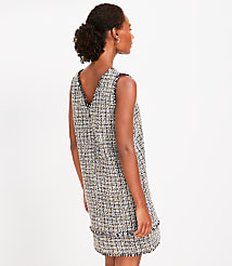 Metallic Fringe Tweed Double V Mini Dress carousel Product Image 3