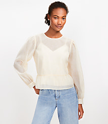 Feather Print Tie Back Peplum Blouse carousel Product Image 2