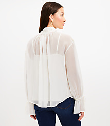 Chiffon Ruffle Tie Neck Blouse carousel Product Image 4