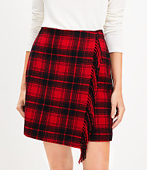 Plaid Fringe Mini Wrap Skirt carousel Product Image 2